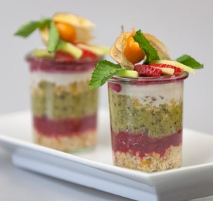 Dessert au kiwi et aux myrtilles